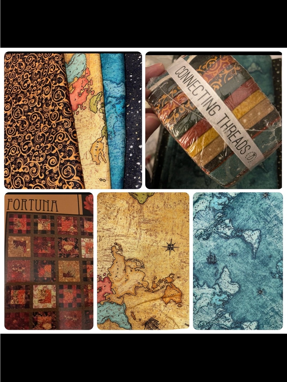 Connecting Threads retired fabric quilt kit antique style maps 100% cotton 61x72